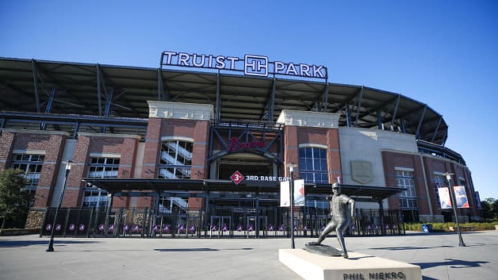 ATLANTA, GA - SEPTEMBER 30: A general view of Truist Park prior to Game One of the National League Wild Card Series between the Cincinnati Reds and Atlanta Braves at Truist Park on September 30, 2020 in Atlanta, Georgia. (Photo by Todd Kirkland/Getty Images)