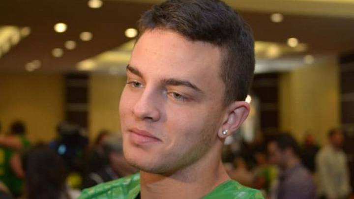 Dec 29, 2014; Los Angeles, CA, USA; Oregon Ducks receiver Devon Allen (5) at media day for the 2015 Rose Bowl at the L.A. Hotel Downtown. Mandatory Credit: Kirby Lee-USA TODAY Sports