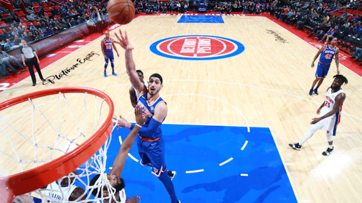 DETROIT, MI - DECEMBER 22: Enes Kanter #00 of the New York Knicks dunks against the Detroit Pistons on December 22, 2017 at Little Caesars Arena in Detroit, Michigan. Copyright 2017 NBAE (Photo by Brian Sevald/NBAE via Getty Images)