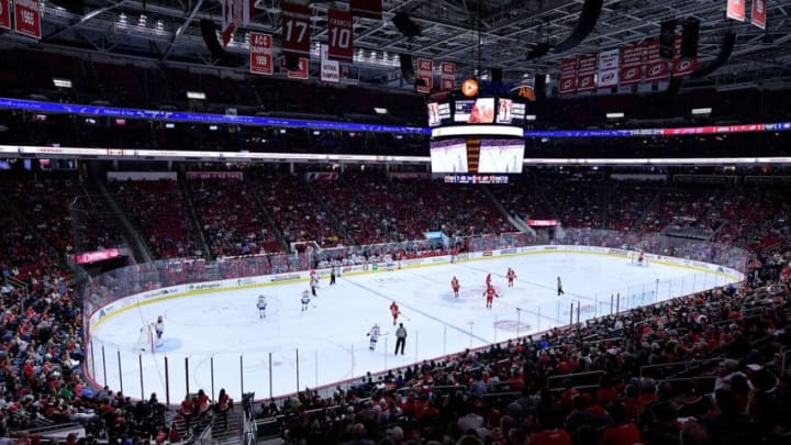 RALEIGH, NC - NOVEMBER 18: General view of the game between the Carolina Hurricanes and the Montreal Canadiens at PNC Arena on November 18, 2016 in Raleigh, North Carolina. The Hurricanes won 3-2. (Photo by Grant Halverson/Getty Images)