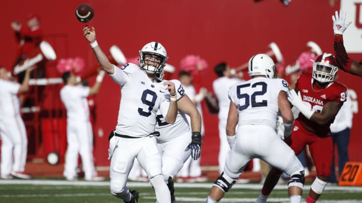 BLOOMINGTON, IN – OCTOBER 20: Trace McSorley #9 of the Penn State Nittany Lions throws a pass in the first quarter of the game against the Indiana Hoosiers at Memorial Stadium on October 20, 2018 in Bloomington, Indiana. (Photo by Joe Robbins/Getty Images)