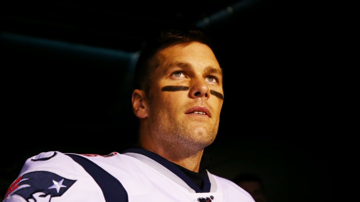 PHILADELPHIA, PENNSYLVANIA – NOVEMBER 17: Tom Brady #12 of the New England Patriots walks to the field before the game against the Philadelphia Eagles at Lincoln Financial Field on November 17, 2019 in Philadelphia, Pennsylvania. (Photo by Mitchell Leff/Getty Images)