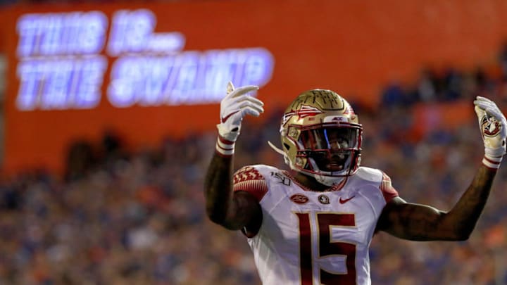 GAINESVILLE, FLORIDA - NOVEMBER 30: Tamorrion Terry #15 of the Florida State Seminoles looks on during a game against the Florida Gators at Ben Hill Griffin Stadium on November 30, 2019 in Gainesville, Florida. (Photo by Mike Ehrmann/Getty Images)