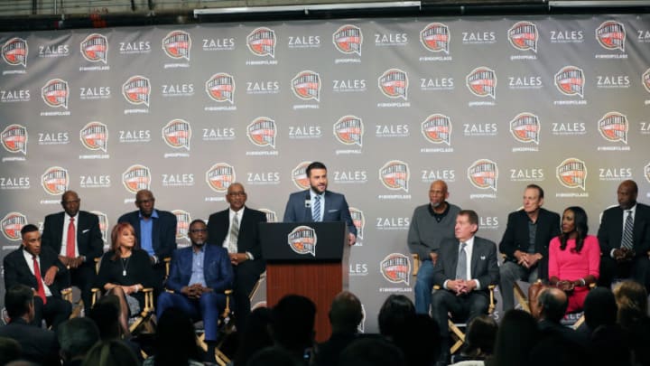 LOS ANGELES, CA - FEBRUARY 17: Jared Greenberg introduces the Naismith Memorial Basketball Hall of Fame finalist during the 2018 Naismith Memorial Basketball Hall of Fame announcement at STAPLES Center on February 17, 2018 in Los Angeles, California. NOTE TO USER: User expressly acknowledges and agrees that, by downloading and/or using this photograph, user is consenting to the terms and conditions of the Getty Images License Agreement. Mandatory Copyright Notice: Copyright 2018 NBAE (Photo by Bruce Yeung/NBAE via Getty Images)