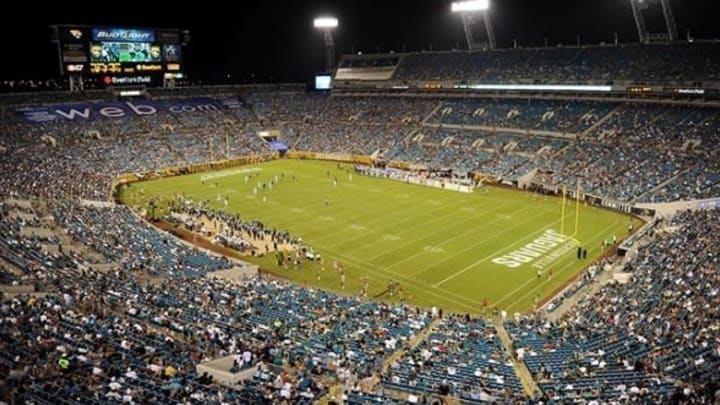 Aug 9, 2013; Jacksonville, FL, USA; A general view of Everbank Field as the Miami Dolphins take on the Jacksonville. Mandatory Credit: Melina Vastola-USA TODAY Sports