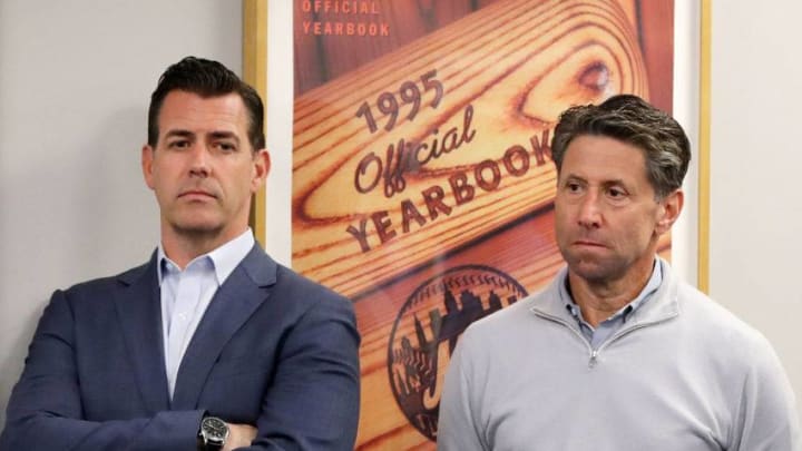 New York Mets general manager Brodie Van Wagenen and COO Jeff Wilpon. (Photo by Elsa/Getty Images)