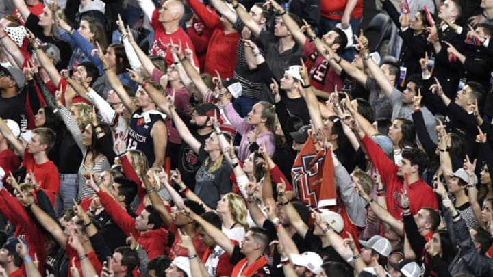 MINNEAPOLIS, MINNESOTA - APRIL 08: Texas Tech Red Raiders fans cheer on their team against the Virginia Cavaliers in the second half during the 2019 NCAA men's Final Four National Championship game at U.S. Bank Stadium on April 08, 2019 in Minneapolis, Minnesota. (Photo by Hannah Foslien/Getty Images)