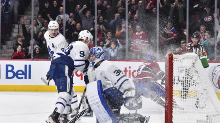 Goaltender Jack Campbell #36 of the Toronto Maple Leafs reacts after allowing an overtime goal by Ilya Kovalchuk #17 of the Montreal Canadiens at the Bell Centre. (Photo by Minas Panagiotakis/Getty Images)