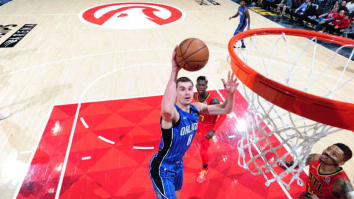 ATLANTA, GA – DECEMBER 9: Mario Hezonja #8 of the Orlando Magic goes to the basket against the Atlanta Hawks on December 9, 2017 at Philips Arena in Atlanta, Georgia. Copyright 2017 NBAE (Photo by Scott Cunningham/NBAE via Getty Images)