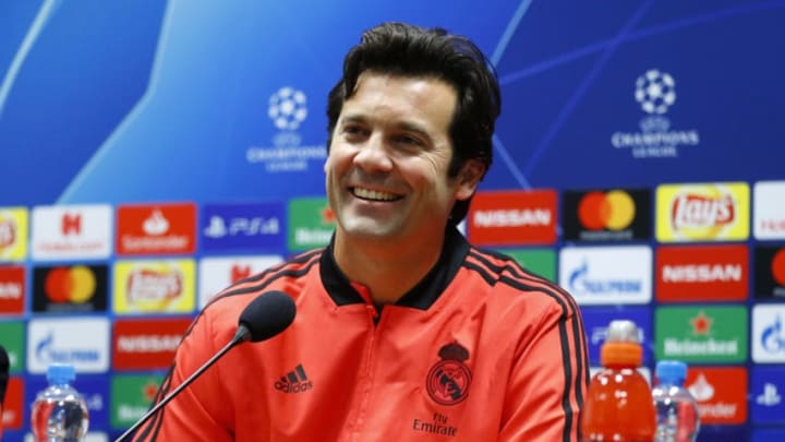 PLZEN, CZECH REPUBLIC - NOVEMBER 06: Head coach Santiago Solari of Real Madrid attends a press conference at Doosan Arena on November 6, 2018 in Plzen, Czech Republic. (Photo by Angel Martinez/Real Madrid via Getty Images)