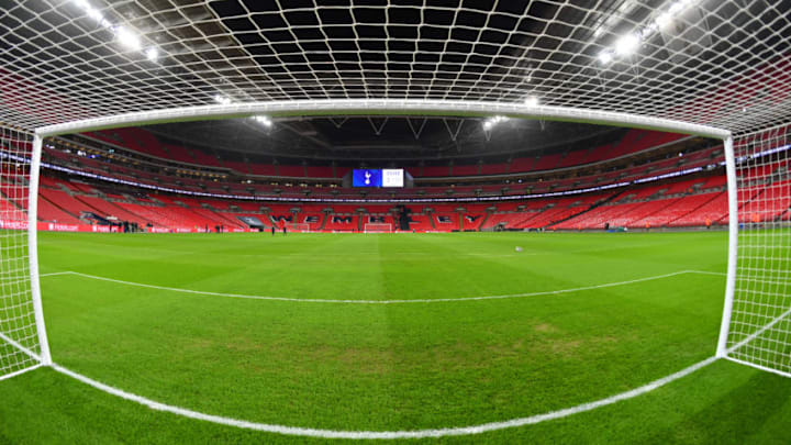 LONDON, ENGLAND - JANUARY 08: General view inside the stadium prior to the Carabao Cup Semi-Final First Leg match between Tottenham Hotspur and Chelsea at Wembley Stadium on January 8, 2019 in London, England. (Photo by Justin Setterfield/Getty Images)