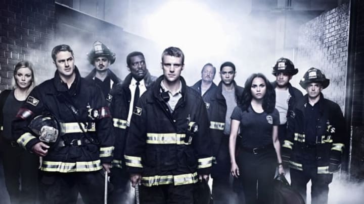 CHICAGO FIRE -- Season: 2 -- Pictured: (l-r) Lauren German as Leslie Shay, Taylor Kinney as Kelly Severide, Yuri Sardarov as Brian Zvonecek ?Otis?, Eamonn Walker as Chief Wallace Boden, Jesse Spencer as Matthew Casey, Christian Stolte as Mouch, Charlie Barnett as Peter Mills, Monica Raymund as Gabriela Dawson, Joe Minoso as Joe Cruz, David Eigenberg as Christopher Herrmann -- (Photo by: Nino Munoz/NBC)