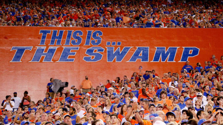 GAINESVILLE, FL - SEPTEMBER 13: A general view of the sign saying This is..The Swamp during the game between the Florida Gators and the Kentucky Wildcats at Ben Hill Griffin Stadium on September 13, 2014 in Gainesville, Florida. (Photo by Rob Foldy/Getty Images)