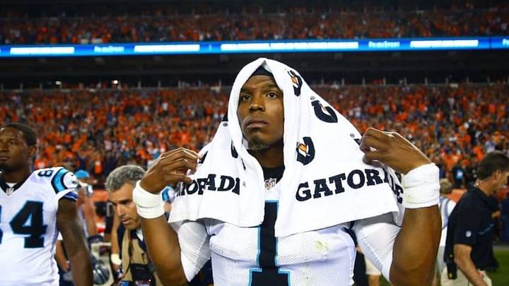 Sep 8, 2016; Denver, CO, USA; Carolina Panthers quarterback Cam Newton (1) reacts following the game against the Denver Broncos at Sports Authority Field at Mile High. The Broncos defeated the Panthers 21-20. Mandatory Credit: Mark J. Rebilas-USA TODAY Sports