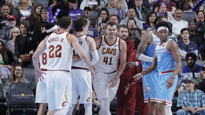 SACRAMENTO, CA - APRIL 4: Ante Zizic #41 of the Cleveland Cavaliers faces the Sacramento Kings on April 4, 2019 at Golden 1 Center in Sacramento, California. NOTE TO USER: User expressly acknowledges and agrees that, by downloading and or using this photograph, User is consenting to the terms and conditions of the Getty Images Agreement. Mandatory Copyright Notice: Copyright 2019 NBAE (Photo by Rocky Widner/NBAE via Getty Images)