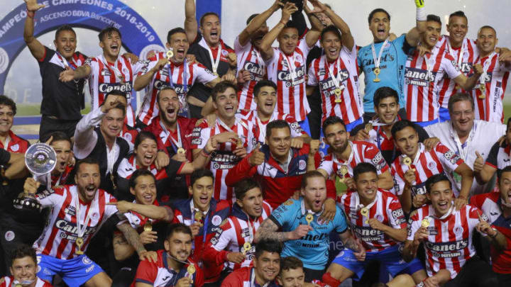 Atlético San Luis was the last Ascenso MX team to earn promotion to Liga MX. The Tuneros defeated the Dorados of Sinaloa in both the Apertura 2018 and the Clausura 2019 seasons to win automatic promotion. (Photo by Cesar Gomez/Jam Media/Getty Images)