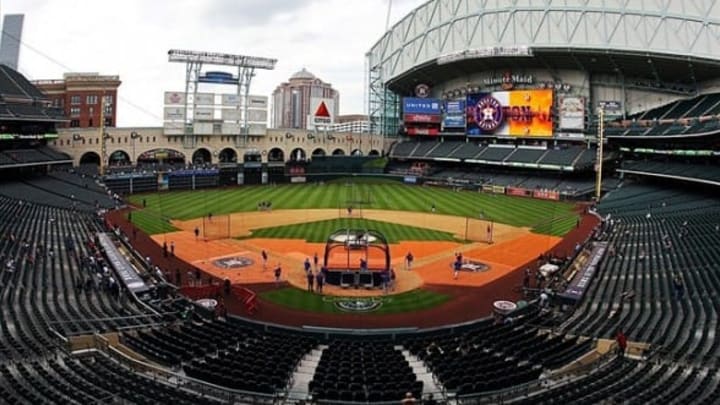 Mar 29, 2013; Houston, TX, USA; General view of Minute Maid Park before a game between the Houston Astros and the Chicago Cubs. Mandatory Credit: Troy Taormina-USA TODAY Sports