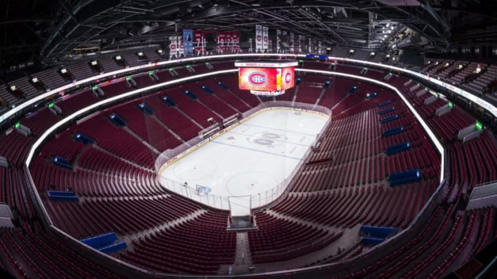 MONTREAL, QC - FEBRUARY 10: A general view shows the ice and tribunes of the Bell Centre prior to the match between the Montreal Canadiens and the Nashville Predators during the NHL game at the Bell Centre on February 10, 2018 in Montreal, Quebec, Canada. (Photo by Minas Panagiotakis/Getty Images)