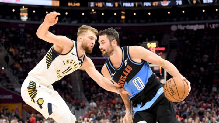 Cleveland Cavaliers big Kevin Love with the ball. (Photo by Jason Miller/Getty Images)