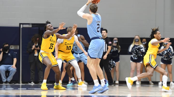 FARMVILLE, VIRGINIA – NOVEMBER 20: Nate Lliteras #2 of the Longwood Lancers takes a jump shot during the Jerome Kersey Classic college basketball game against the UMBC Retrievers on November 20, 2021 in Farmville, Virginia. (Photo by Mitchell Layton/Getty Images)