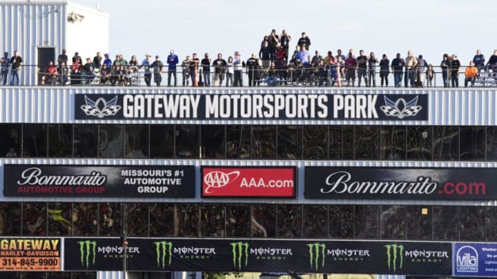 MADISON, IL - SEPTEMBER 22: Spectators watch the AAA Insurance Midwest Nationals NHRA Mello Yello Drag Racing Series from the roof of race control, Saturday, September 22, 2018, at Gateway Motorsports Park in Madison, Illinois. (Photo by David Allio/Icon Sportswire via Getty Images)
