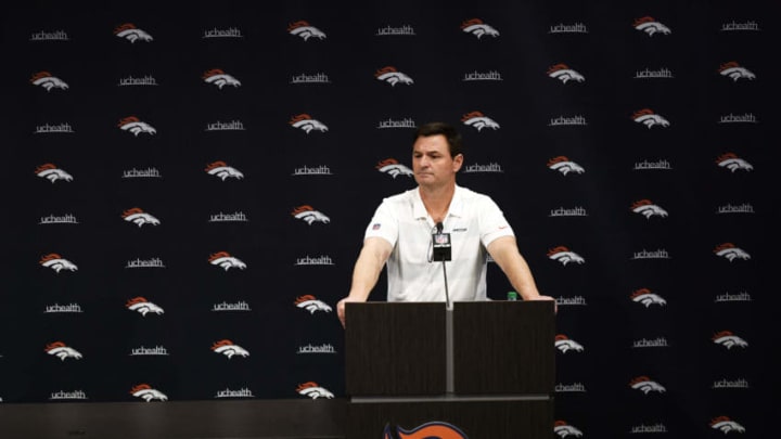 ENGLEWOOD, CO - JANUARY 24: Denver Broncos new Offensive Coordinator Rich Scangarello introduced at Denver Broncos Headquarters on January 24, 2019, in Englewood, Colorado. (Photo by Joe Amon/The Denver Post via Getty Images)