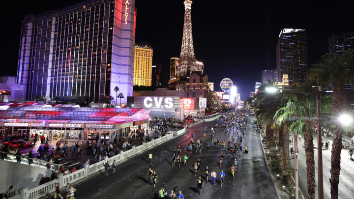 LAS VEGAS, NEVADA – NOVEMBER 17: A general view of Las Vegas Boulevard with competitors during the Rock ‘n’ Roll Las Vegas-Marathon and 1/2 Marathon on November 17, 2019 in Las Vegas, Nevada. Who will the Raiders bring to their new city in the 2020 NFL Draft? (Photo by Sean M. Haffey/Getty Images)