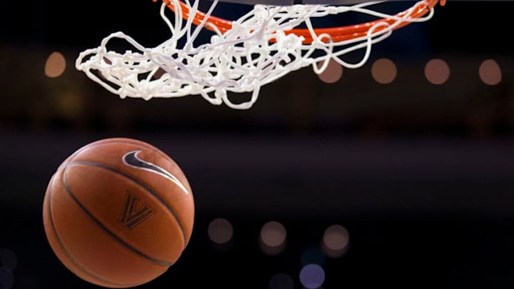PHILADELPHIA, PA - JANUARY 27: A Villanova Wildcats basketball goes through the net during warmups prior to the game against the Seton Hall Pirates at the Wells Fargo Center on January 27, 2019 in Philadelphia, Pennsylvania. (Photo by Mitchell Leff/Getty Images)