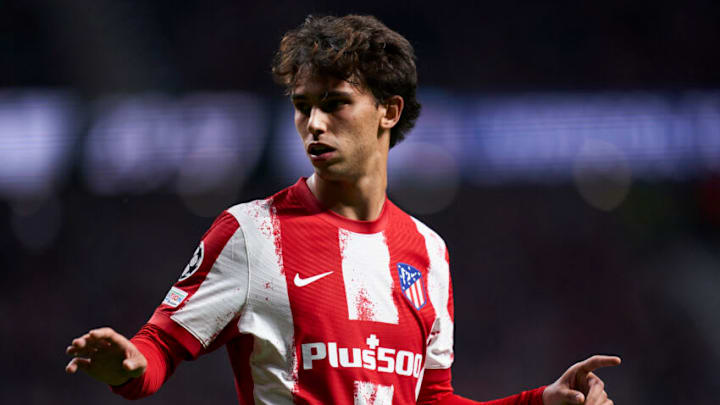 MADRID, SPAIN - OCTOBER 19: Joao Felix of Atletico de Madrid looks on during the UEFA Champions League group B match between Atletico de Madrid and Liverpool FC at Wanda Metropolitano on October 19, 2021 in Madrid, Spain. (Photo by Quality Sport Images/Getty Images)