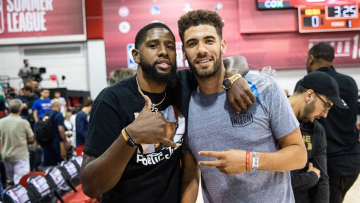 LAS VEGAS, NEVADA - JULY 09: Royce O'Neale (L) and Georges Niang (R) of the Utah Jazz pose together after a game at NBA Summer League on July 09, 2019 in Las Vegas, Nevada. (Photo by Cassy Athena/Getty Images)