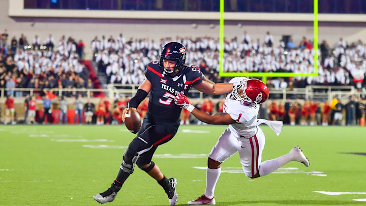 Patrick Mahomes II #5 of the Texas Tech Red Raiders. (Photo by John Weast/Getty Images)