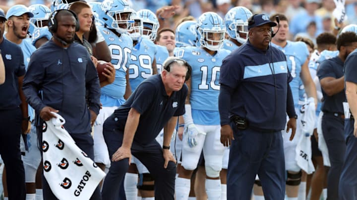 CHAPEL HILL, NC - SEPTEMBER 21: Head coach Mack Brown of the University of North Carolina during a game between Appalachian State University and University of North Carolina at Kenan Memorial Stadium on September 21, 2019 in Chapel Hill, North Carolina. (Photo by Andy Mead/ISI Photos/Getty Images)
