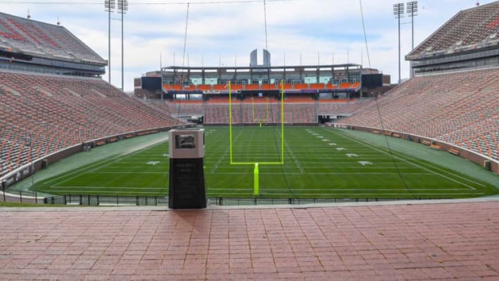 Howard's Rock protected and under surveillance with a field painted for the Spring game April 2. Similar to the fall football season in 2020, the Spring game will be limited to just under 19,000 fans, a combination of IPTAY donors and students. Any other tickets left will be $10 each, sold starting March 25. The band and spirit squads will populate the Hill.Spring Football Game Clemson University