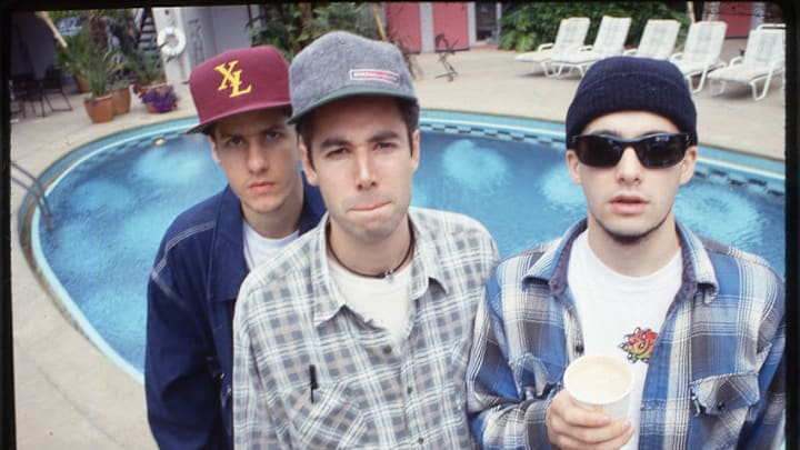 Adam Horovitz and Mike Diamond discuss their music video for “Sabotage” in “Beastie Boys Story,” premiering globally on Apple TV+ on April 24. Photo: Apple.
