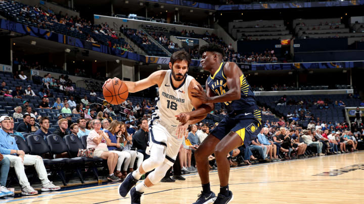 MEMPHIS, TN – OCTOBER 6: Omri Casspi #18 of the Memphis Grizzlies handles the ball against the Indiana Pacers during a pre-season game on October 6, 2018 at FedExForum in Memphis, Tennessee. The Second Quarter
