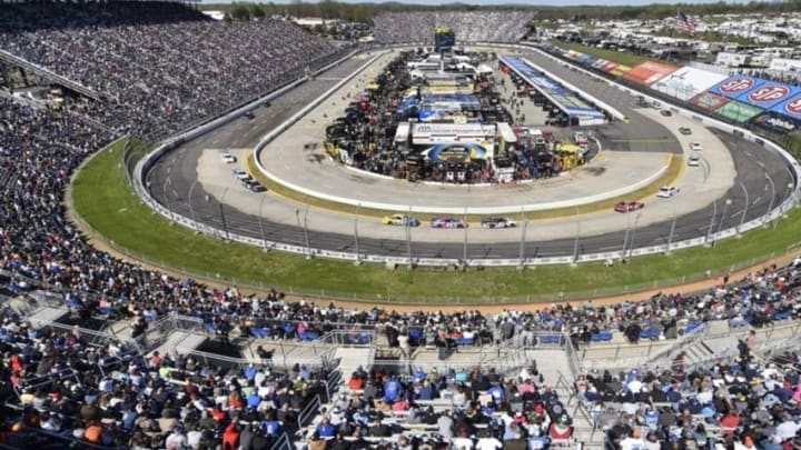 Apr 2, 2016; Martinsville, VA, USA; A general view of Martinsville Speedway during the Alpha Energy Solutions 250. Mandatory Credit: Michael Shroyer-USA TODAY Sports