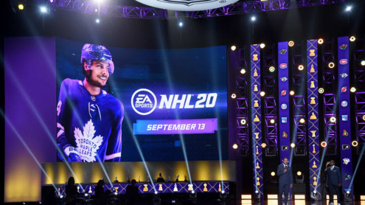 LAS VEGAS, NEVADA - JUNE 19: Auston Matthews of the Toronto Maple Leafs speaks after being revealed as the cover athlete for EA Sports' "NHL 20" video game during the 2019 NHL Awards at the Mandalay Bay Events Center on June 19, 2019 in Las Vegas, Nevada. (Photo by Ethan Miller/Getty Images)