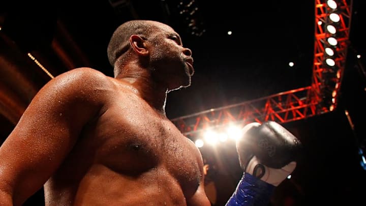 MASHANTUCKET, CT - AUGUST 16: Roy Jones Jr. celebrates after knocking Eric Watkins out during the sixth round of their bout in the season two finale of NUVOtvÕs Knockout at Foxwoods Resort Casino on August 16, 2015 in Mashantucket, Connecticut. Jones won by a knockout in the sixth round. (Rich Schultz/Getty Images for NUVOtv)