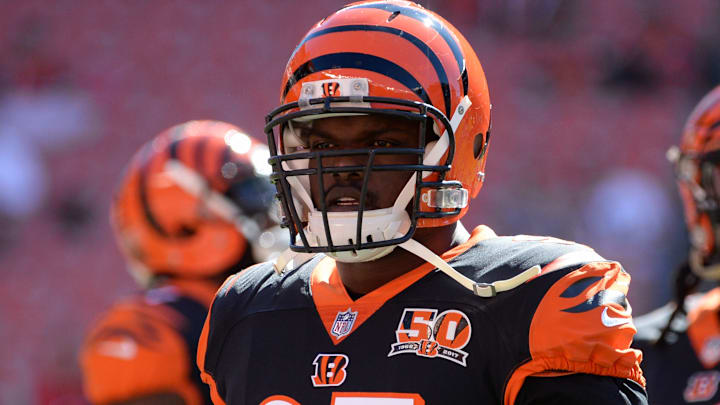 CLEVELAND, OH – OCTOBER 1, 2017: Defensive tackle Geno Atkins #97 of the Cincinnati Bengals walks onto the field prior to a game on October 1, 2017 against the Cleveland Browns at FirstEnergy Stadium in Cleveland, Ohio. Cincinnati won 31-7. (Photo by: 2017 Nick Cammett/Diamond Images/Getty Images)