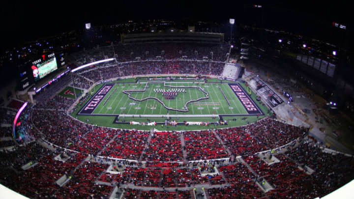 Oct 14, 2023; Lubbock, Texas, USA; A general view of halftime in the game between the Texas Tech Red Raiders and the Kansas State Wildcats at Jones AT&T Stadium and Cody Campbell Field. Mandatory Credit: Michael C. Johnson-USA TODAY Sports