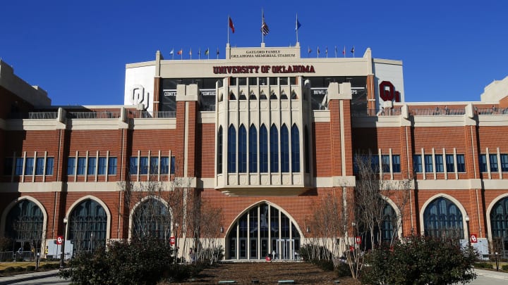 The Gaylord Family Oklahoma Memorial Stadium, home of the Oklahoma Sooners. (Photo by Brian Bahr/Getty Images)