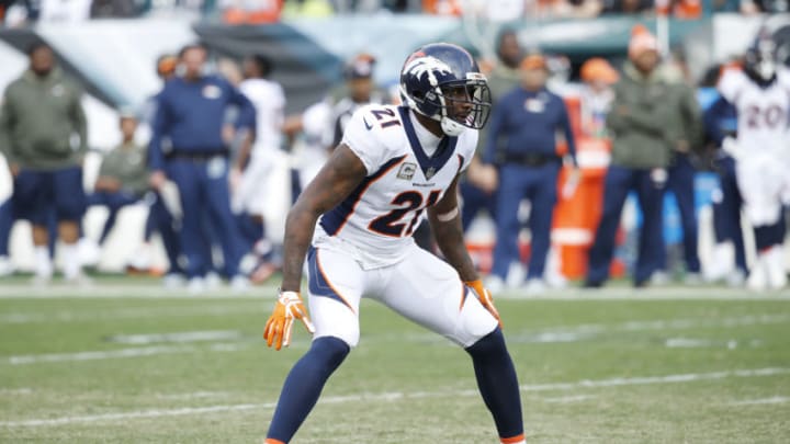 PHILADELPHIA, PA - NOVEMBER 05: Aqib Talib #21 of the Denver Broncos in action during a game against the Philadelphia Eagles at Lincoln Financial Field on November 5, 2017 in Philadelphia, Pennsylvania. The Eagles defeated the Broncos 51-23. (Photo by Joe Robbins/Getty Images)