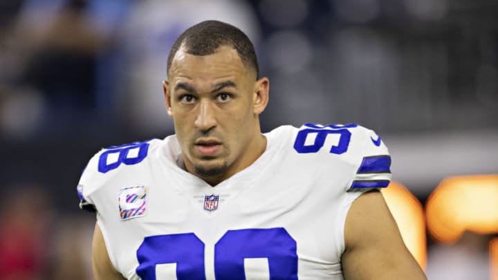 HOUSTON, TX - OCTOBER 7: Tyrone Crawford #98 of the Dallas Cowboys warms up before a game against the Houston Texans at NRG Stadium on October 7, 2018 in Houston, Texans. The Texans defeated the Cowboys in overtime 19-16. (Photo by Wesley Hitt/Getty Images)