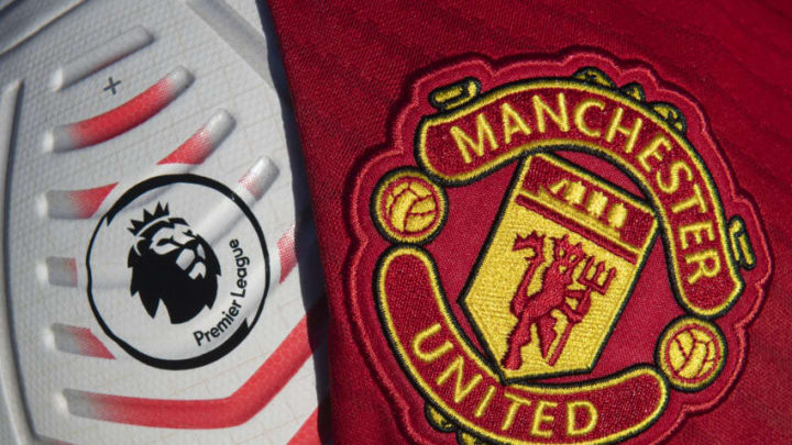 Nike Premier League match ball, Manchester United badge (Photo by Visionhaus)