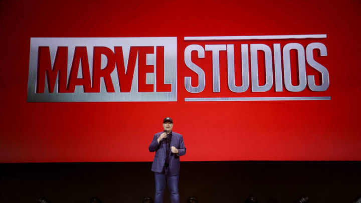 ANAHEIM, CALIFORNIA - SEPTEMBER 10: Kevin Feige, President of Marvel Studios and Chief Creative Officer of Marvel, speaks onstage during D23 Expo 2022 at Anaheim Convention Center in Anaheim, California on September 10, 2022. (Photo by Jesse Grant/Getty Images for Disney)