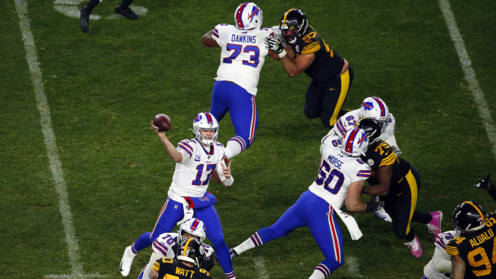 PITTSBURGH, PA – DECEMBER 15: Josh Allen #17 of the Buffalo Bills in action against the Pittsburgh Steelers on December 15, 2019 at Heinz Field in Pittsburgh, Pennsylvania. (Photo by Justin K. Aller/Getty Images)