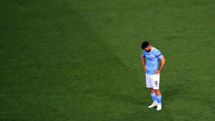 PORTO, PORTUGAL - MAY 29: A dejected Sergio Aguero of Manchester City during the UEFA Champions League Final between Manchester City and Chelsea FC at Estadio do Dragao on May 29, 2021 in Porto, Portugal. (Photo by Marc Atkins/Getty Images)