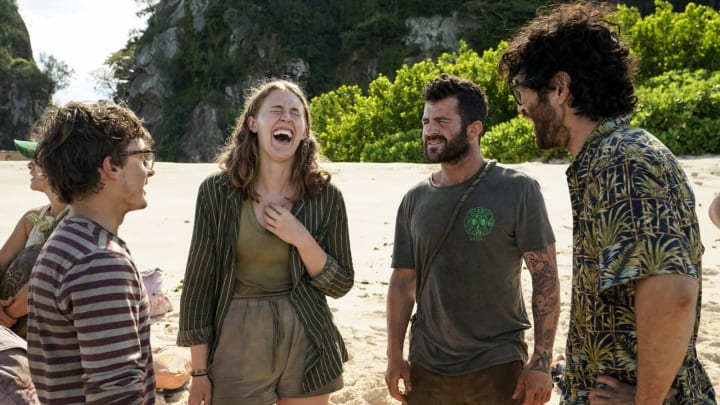 “Survivor with a Capital S” – The game is about to change as tribes pack their bags and prepare to meet each other on the same beach. Also, one castaway risks getting caught up in their own web of lies, on SURVIVOR, Wednesday, April 5, (8:00-9:00 PM, ET/PT) on the CBS Television Network, and available to stream live and on demand on Paramount+.Pictured (L-R): Carson Garrett, Frannie Marin, Danny Massa, and Matt Blankinship. Photo: Robert Voets/CBS ©2022 CBS Broadcasting, Inc. All Rights Reserved