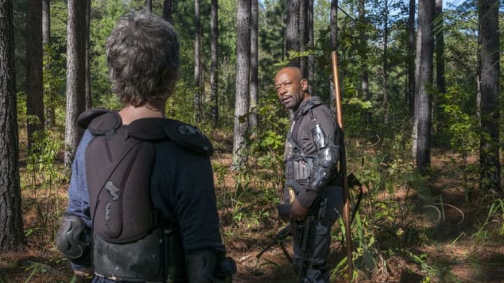 Melissa McBride as Carol Peletier, Lennie James as Morgan Jones - The Walking Dead _ Season 8, Episode 14 - Photo Credit: Gene Page/AMC
