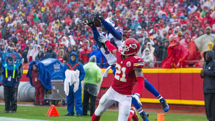 November 29, 2015: Buffalo Bills wide receiver Sammy Watkins (14) makes a reception in the endzone for a touchdown during the NFL football game between the Buffalo Bills and the Kansas City Chiefs at Arrowhead Stadium in Kansas City, Missouri. (Photo by William Purnell/Icon Sportswire) (Photo by William Purnell/Icon Sportswire/Corbis via Getty Images)